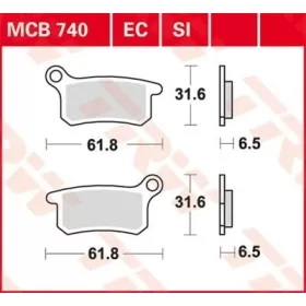 TRW SI Series Sindered Off-Road Brake Pads Husqvarna / KTM 65-85cc 02-22