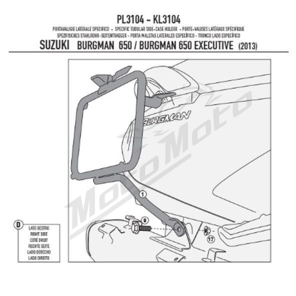 KAPPA Monokey Side Case Holder Suzuki Burgman 650 13-20