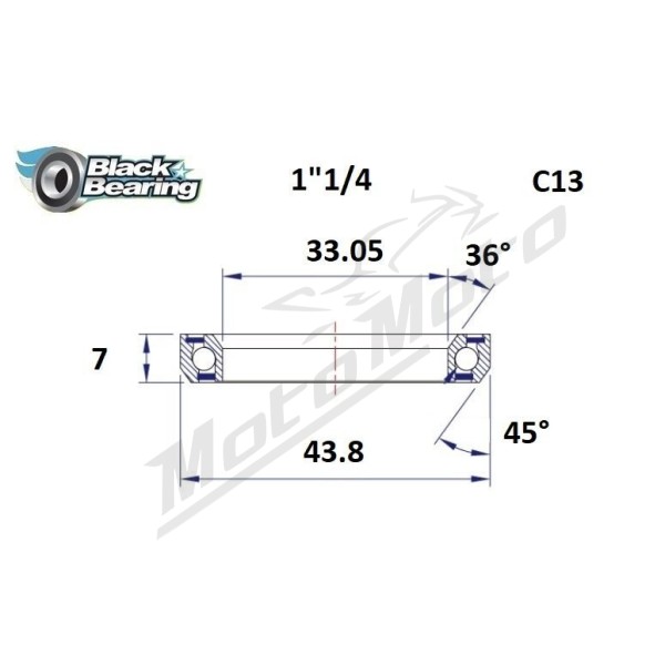 BLACK BEARING 36°/45° Headset Bearing 33.05x43.8x7 mm HB-C13