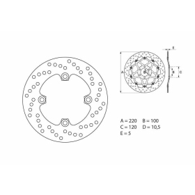 BREMBO Serie Oro apvalus fiksuotas stabdžių diskas galinis KAWASAKI ER-6 / NINJA / Z 600-1000cc 1998-2025