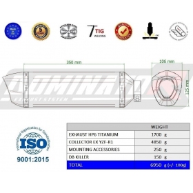 Exhaust kit Dominator EX TITANIUM HP6 YAMAHA YZF R1 / R1M 1000 RN 32 2015-2016 + DB KILLER