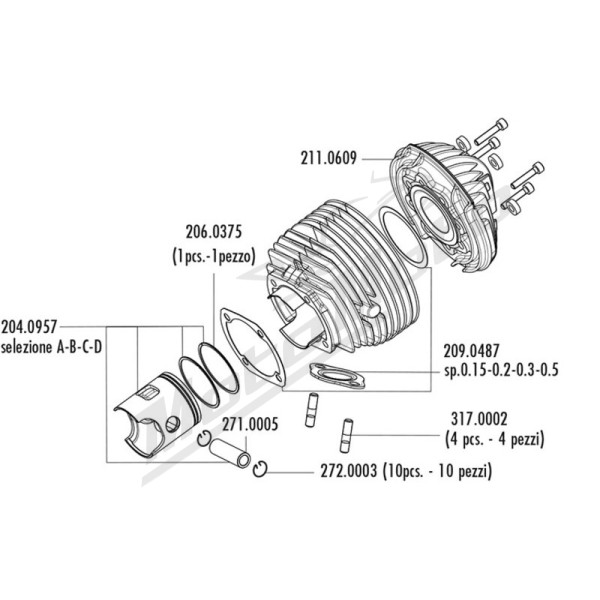 POLINI Cylinder Kit Vespa ET3 / Primavera 125cc 67-83