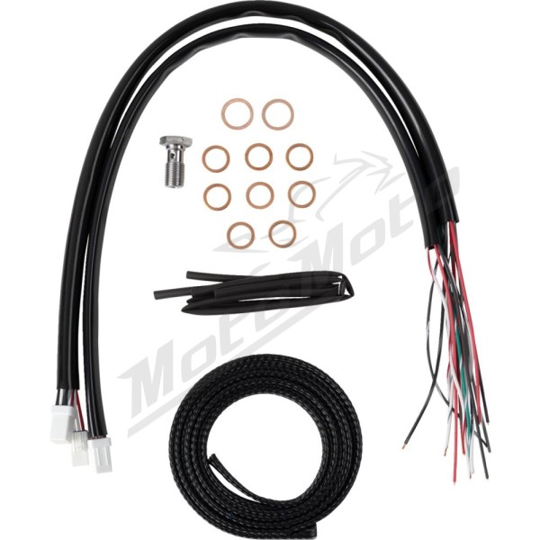 LA CHOPPERS Complete Black Vinyl Braided Handlebar Cable/Brake Line Kit Harley Davidson 1868-1977 23-24