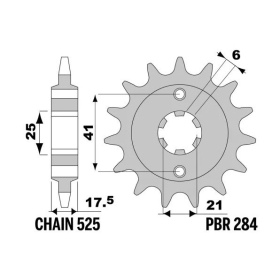 PBR Steel Standard Front Sprocket 284 - 525 ​​​​​​​HONDA CR / CRF 250-500cc 1992-2016