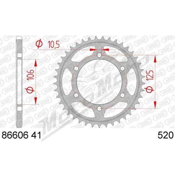 AFAM plieninė standartinė galinė žvaigždė 520 41-51 dantukų TRIUMPH 660-900cc 16-25