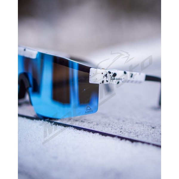 AMOQ Comet Sunglasses White Splash - Blue Mirror