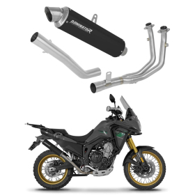Dominator Full Exhaust System Collector Silencer GPF BLACK + dB killer Rieju Aventura 500 2023-2026