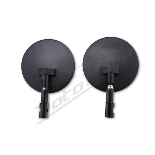 HIGHSIDER Bar End Mirror SuperBike Black (Pair) Aprilia / BMW / Derbi / Harley Davidson / Honda / Kawasaki / KTM / Moto Guzzi / Suzuki / Yamaha 125-1200cc 07-23