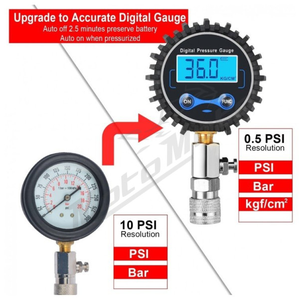 Compression tester for gasoline engine set of 8 pcs (digital)