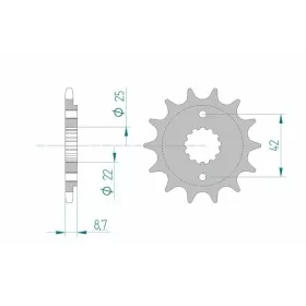 AFAM plieninė standartinė priekinė žvaigždutė 24501 - 520 14-17 dantukų KAWASAKI GPZ / ZR / ZXR / VULCAN / KLE / ER 400-550cc 84-09