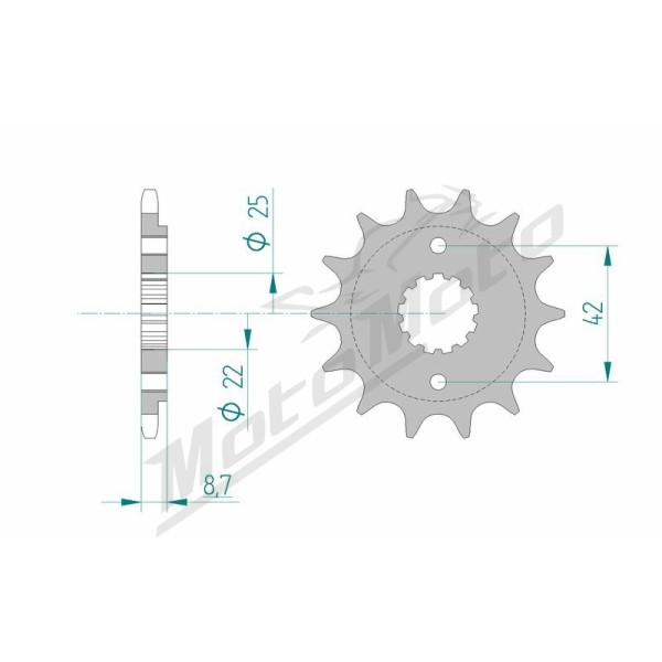 AFAM plieninė standartinė priekinė žvaigždutė 24501 - 520 14-17 dantukų KAWASAKI GPZ / ZR / ZXR / VULCAN / KLE / ER 400-550cc 84-09
