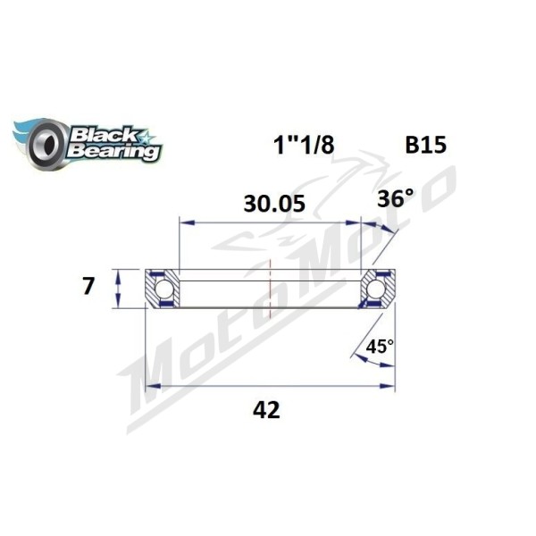 BLACK BEARING 36°/45° Headset Bearing 30.05x42x7 mm HB-B15