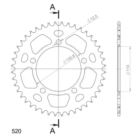 Supersprox Rear Sprocket Alu RAL-7_520:44 Black 44t