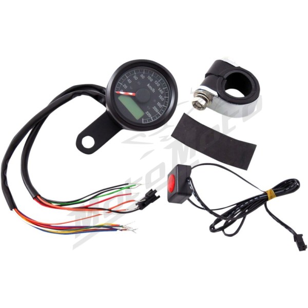 DRAG SPECIALTIES Universal 1-7/8" Mini Programmable Metric Speedometer with Indicator Lights