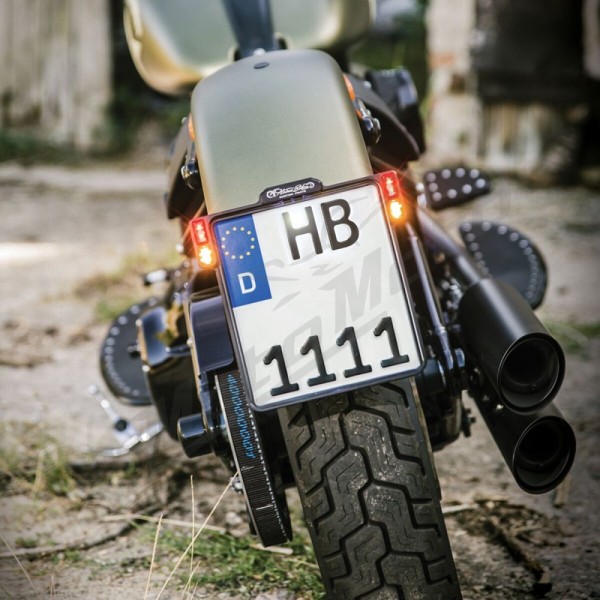 HEINZ BIKES Universal Black License Plate Holder With LED Lights