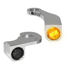 HEINZ BIKES NANO Series Handlebar Turn Signals Chrome Harley Davidson FLH / FLHR / FLTRK / FLTRX / FLTRXST 1750/1977 21-24