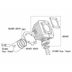POLINI Cylinder Kit Ø40mm Peugeot Citystar / Elystar / Kisbee / Ludix / Speedfight / Vivacity 50cc 04-20