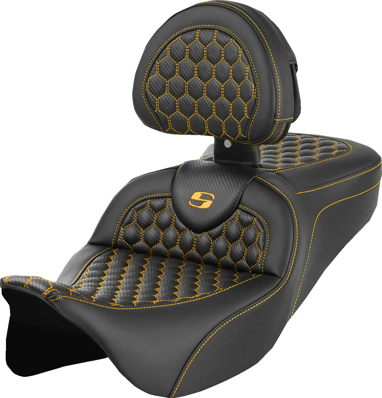 SADDLEMEN Honeycomb Roadsofa™ Seat Yellow Harley Davidson FLH / FLHR / FLHRC / FLHRXS / FLHTC / FLHTCU / FLHTK / FLHTKSE / FLHX / FLTRX 1584-1923cc 08-23