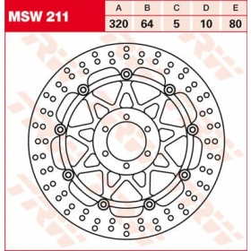 FRONT BRAKE DISC MSW211 APRILIA / BENELLI / DUCATI / MOTO GUZZI / YAMAHA 125-1200cc 1987-2023 1PC