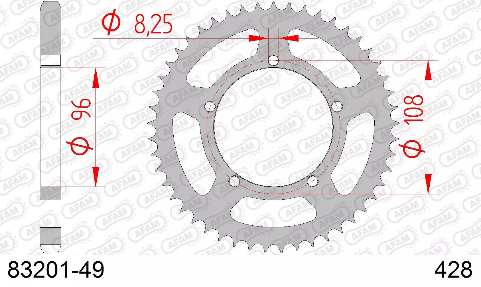 AFAM Steel Standard Rear Sprocket 428 49 teeth