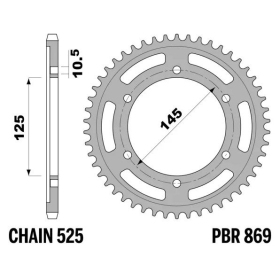 PBR Standard C45 Steel Rear Sprocket 869 - 525 YAMAHA TDM 850 1991-2000