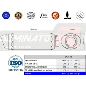 Exhausts silincers Dominator HP2 DUCATI 999 2001-2006