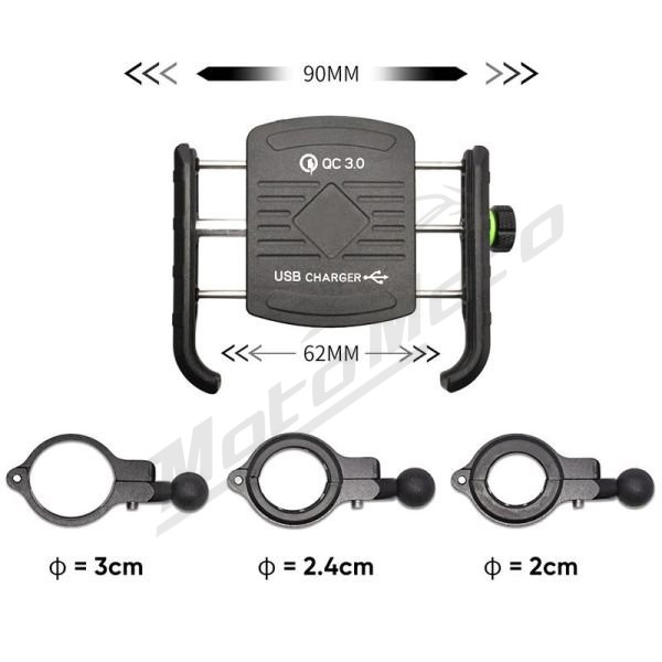 4Ride Telefono laikiklis Quick Charge 3.0 R9-metal