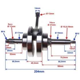 Crankshaft 152FMH / CHINESE ATV / CROSS / PITBIKE 110cc PIN Ø13 4T