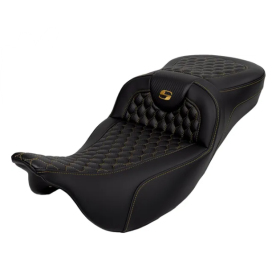 SADDLEMEN Roadsofa Honeycomb Seat Extended Gold Harley Davidson FLHR / FLHT / FLHTKL / FLTR / FLTRX 1584-1923 08-25