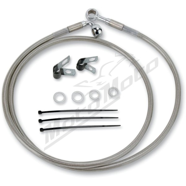 DRAG SPECIALTIES Extended Length Stainless Steel Brake Line Kit Harley Davidson FXDWG / FXDWGI / FXST / FXSTC 1340-1450cc 85-05