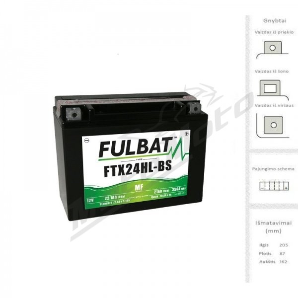 FULBAT Battery 21 Ah 350 A EN 12V YTX24HL-BS (FTX24HL-BS)