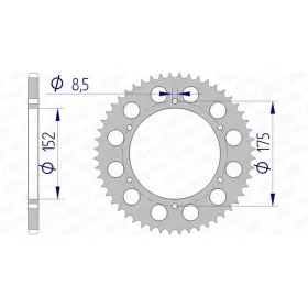 AFAM aliuminio itin lengva kietai anoduota galinė žvaigždė 13301 - 520 52 dantukų ​​​​​​​YAMAHA DT / WR 200cc 91-96