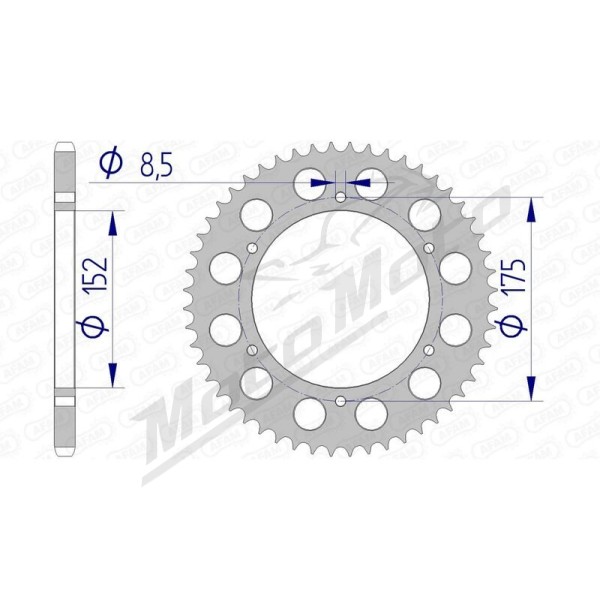 AFAM Aluminium Ultra-Light Hard Anodized Rear Sprocket 13301 - 520 52 teeth ​​​​​​​YAMAHA DT / WR 200cc 91-96