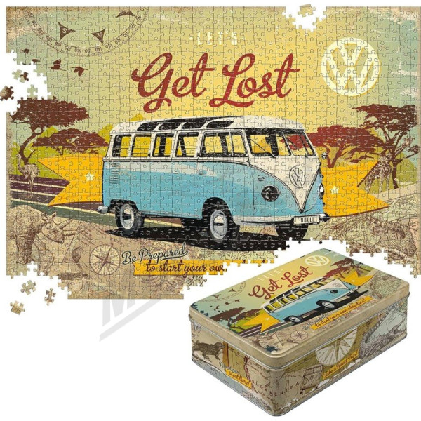 TIN BOX L PUZZLE VW LET`S GET LOST 1 68x48cm