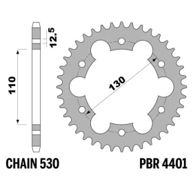 PBR Standard C45 Steel Rear Sprocket 4401 - 530 CAN AM DS 650 2000-2005