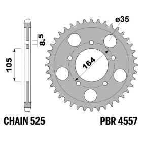 PBR Standard C45 Steel Rear Sprocket 4557 - 525 ​​​​​​​APRILIA SRV / GILERA GP 800-850cc 2008-2015