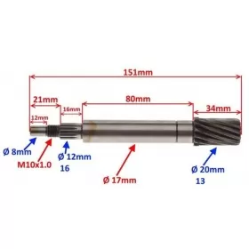 Transmission / Gearbox drive shaft BENZER/ KEEWAY/ KINGWAY/ LONGJIA/ RMMOTOR/ ROMET 50cc 2T