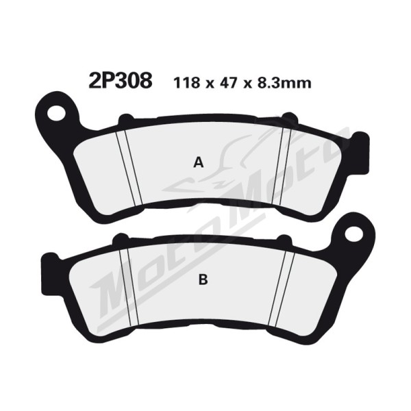 NISSIN Street Semi-Metallic Brake pads - 2P-308NS Honda / Suzuki 600-1800cc 04-24