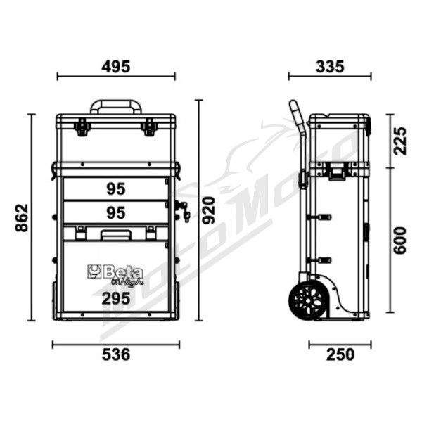 BETA Two Module Tool Trolley RAL9005