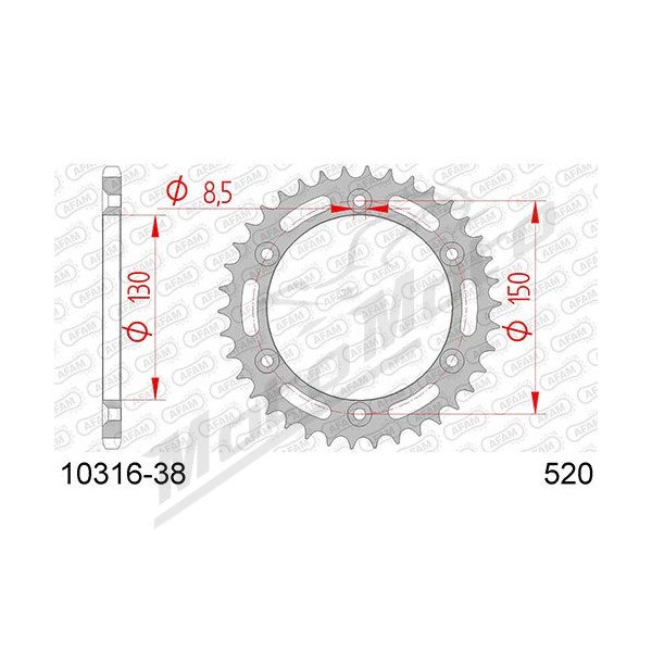 AFAM Steel Standard Rear Sprocket 520 38 teeth HONDA XR / XL 350 84-88