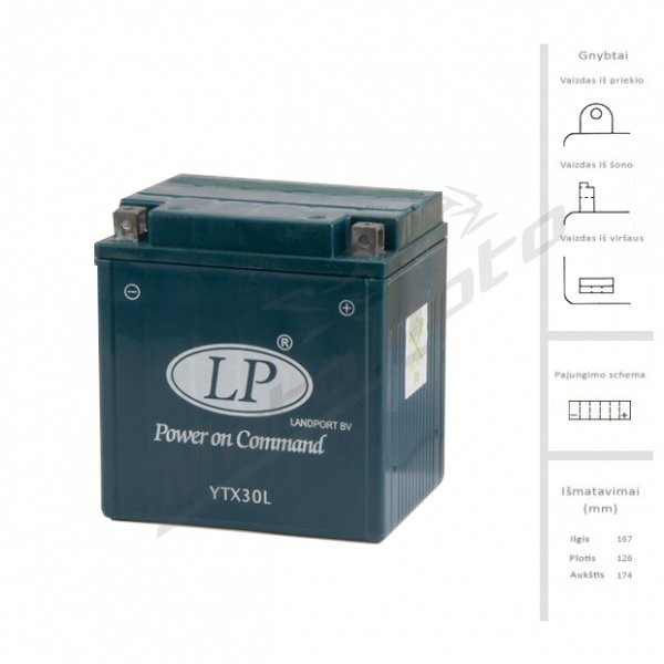 LANDPORT  Akumuliatorius 30 Ah 385A EN 12V LTX30L