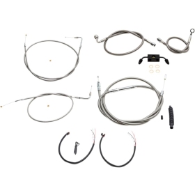 LA CHOPPERS Complete Stainless Braided Handlebar Cable/Brake Line Kit Harley Davidson 883-1200 13-22