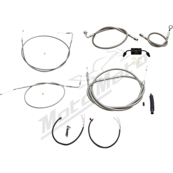 LA CHOPPERS Complete Stainless Braided Handlebar Cable/Brake Line Kit Harley Davidson 883-1200 13-22