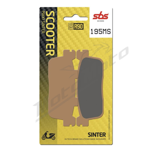 SBS MS Scooter Maxi 195MS Sintered Brake Pads Kymco / Peugeot / Yamaha 125-400cc 06-24
