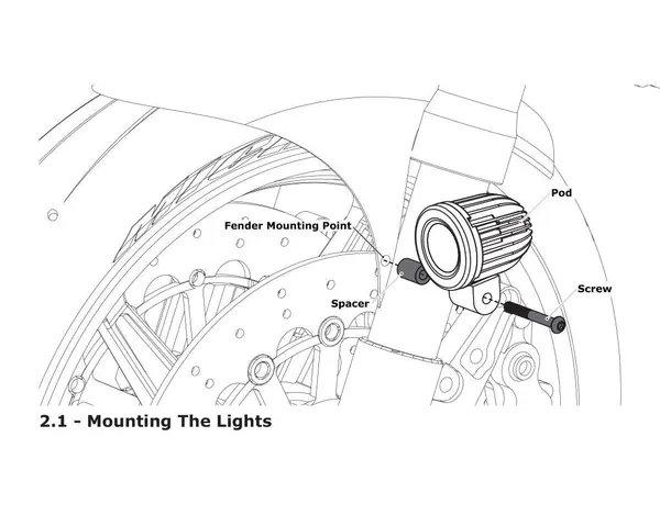 DENALI Driving Light Mount - Fender, M5 & M6 Bolts