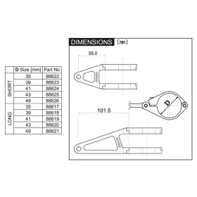 DAYTONA Headlight Mounting Bracket Short 35-49mm