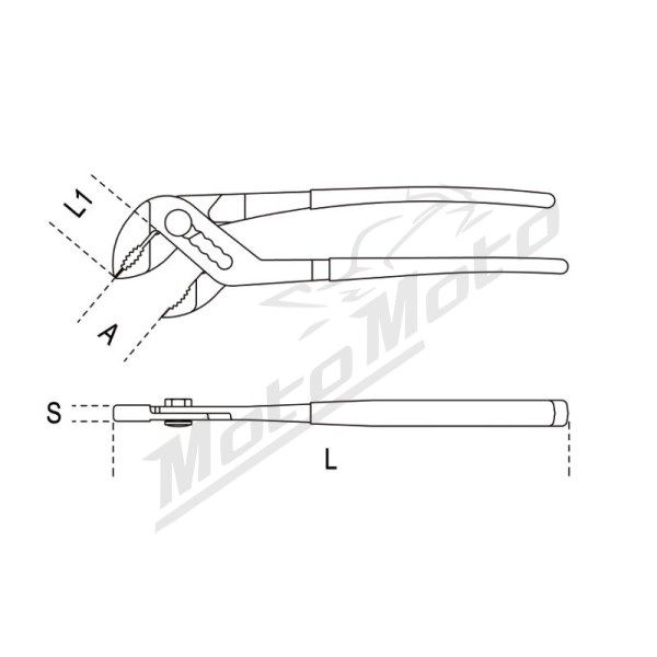 BETA Slip Joint Pliers with Setting Push Button, covered by two layers of Anti-Skid PVC