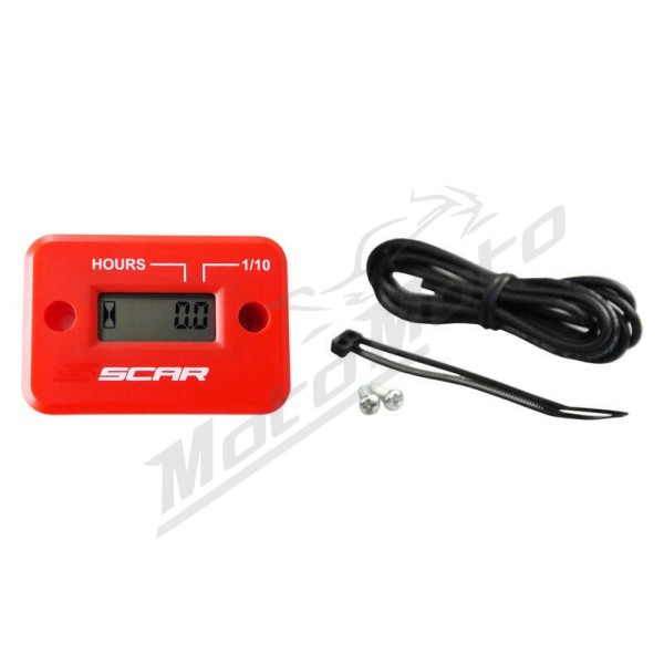 SCAR Universal Hour-meter with Wire Velcro Fixing Red
