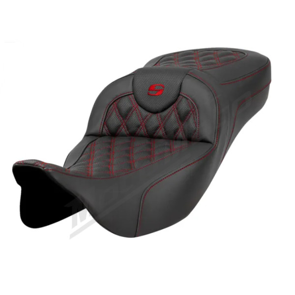 SADDLEMEN Extended Reach RoadSofa Red Stitching Seat Harley Davidson FLHR / FLHTK / FLTRU / FLTRXST 1584-1923 08-23