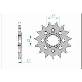 AFAM plieninė standartinė priekinė žvaigždutė 22901 - 525 15-17 dantukų SUZUKI GSX-R 1000cc 09-16